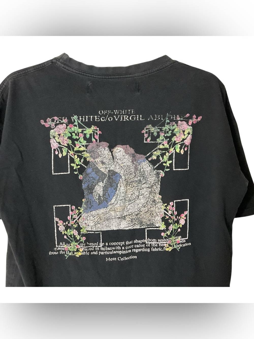 Off-White c/o Virgil Abloh Men’s M Golden Ratio Arrows Floral Graphic Black Tee